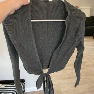 Wrap/tie long sleeved shirt